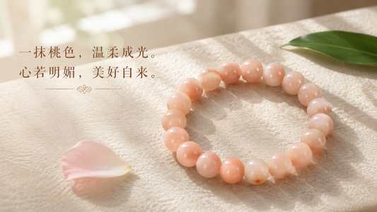 纯天然粉红猫眼月光石手串