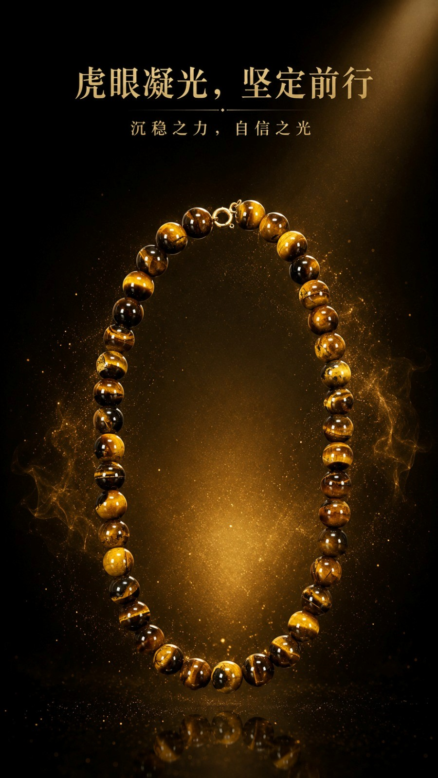 纯天然 916 金扣虎眼项链